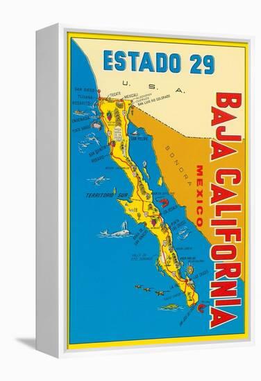 Map of Baja California, Mexico-null-Framed Stretched Canvas