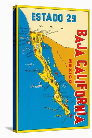 Map of Baja California, Mexico-null-Stretched Canvas