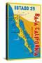 Map of Baja California, Mexico-null-Stretched Canvas