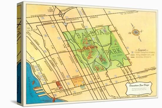 Map of Balboa Park and San Diego, California-null-Stretched Canvas