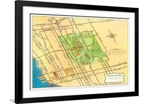 Map of Balboa Park and San Diego, California-null-Framed Premium Giclee Print