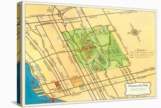 Map of Balboa Park and San Diego, California-null-Stretched Canvas