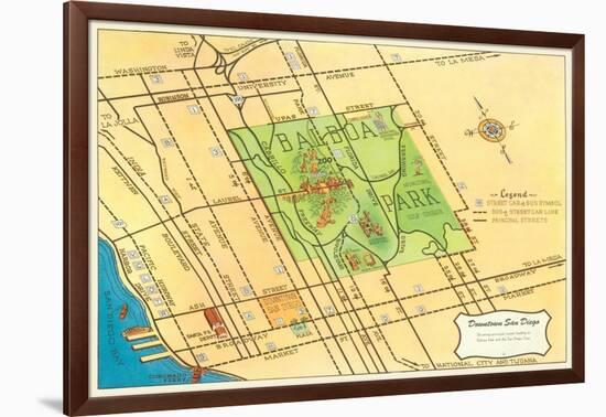 Map of Balboa Park and San Diego, California-null-Framed Art Print