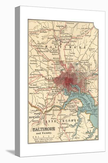 Map of Baltimore (C. 1900), Maps-Encyclopaedia Britannica-Stretched Canvas