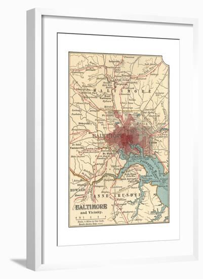 Map of Baltimore (C. 1900), Maps-Encyclopaedia Britannica-Framed Giclee Print