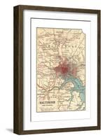 Map of Baltimore (C. 1900), Maps-Encyclopaedia Britannica-Framed Giclee Print