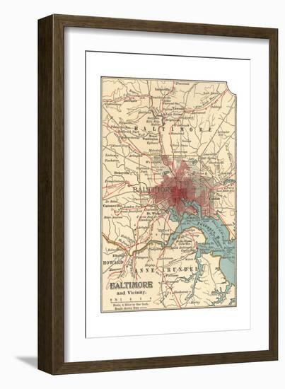 Map of Baltimore (C. 1900), Maps-Encyclopaedia Britannica-Framed Giclee Print