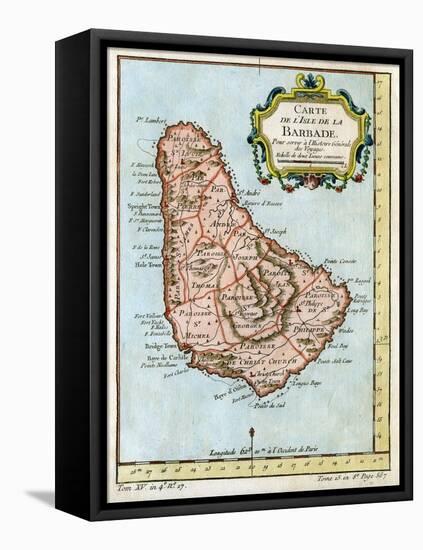 Map of Barbados, C1758-null-Framed Stretched Canvas