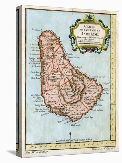 Map of Barbados, C1758-null-Stretched Canvas