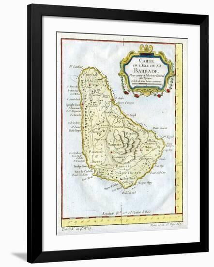 Map of Barbados, C1764-null-Framed Giclee Print