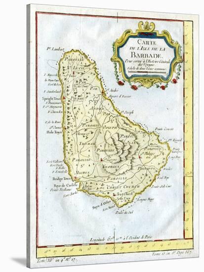 Map of Barbados, C1764-null-Stretched Canvas