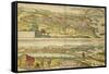 Map of Barcelona and Ecija from Civitates Orbis Terrarum-null-Framed Stretched Canvas