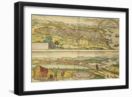 Map of Barcelona and Ecija from Civitates Orbis Terrarum-null-Framed Giclee Print