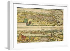 Map of Barcelona and Ecija from Civitates Orbis Terrarum-null-Framed Giclee Print