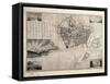 Map of Barcelona-Jose Mas y Vila-Framed Stretched Canvas