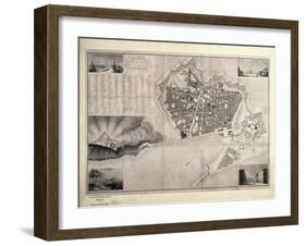 Map of Barcelona-Jose Mas y Vila-Framed Art Print