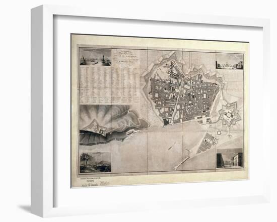 Map of Barcelona-Jose Mas y Vila-Framed Art Print