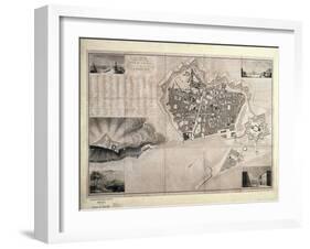 Map of Barcelona-Jose Mas y Vila-Framed Art Print