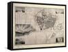 Map of Barcelona-Jose Mas y Vila-Framed Stretched Canvas