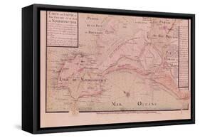 Map of Bas-Poitou and the Ile de Noirmoutier-Claude Masse-Framed Stretched Canvas