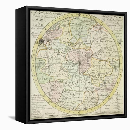 Map Of Bath-B. Donne-Framed Stretched Canvas