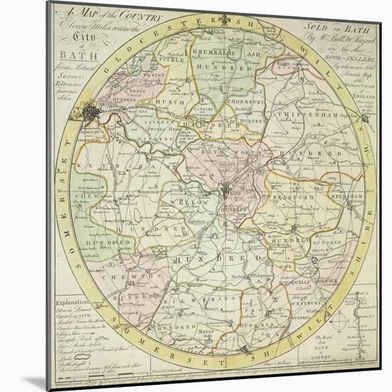 Map Of Bath-B. Donne-Mounted Giclee Print