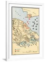 Map of Battle of Yorktown where the British Army Was Defeated by the American and French, c.1781-null-Framed Giclee Print