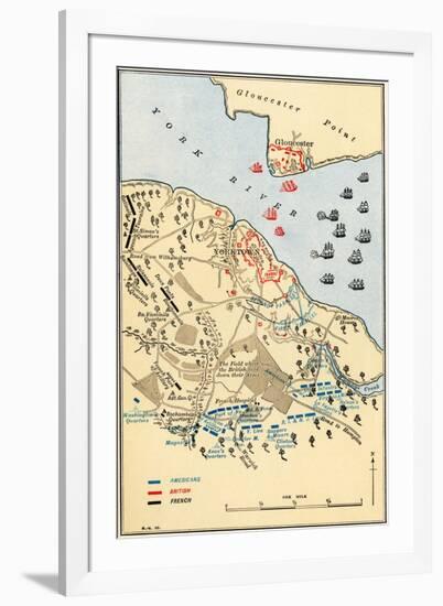 Map of Battle of Yorktown where the British Army Was Defeated by the American and French, c.1781-null-Framed Giclee Print