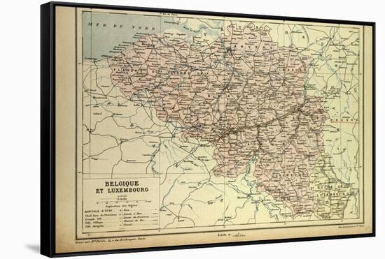 Map of Belgium and Luxemburg-null-Framed Stretched Canvas