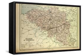 Map of Belgium and Luxemburg-null-Framed Stretched Canvas