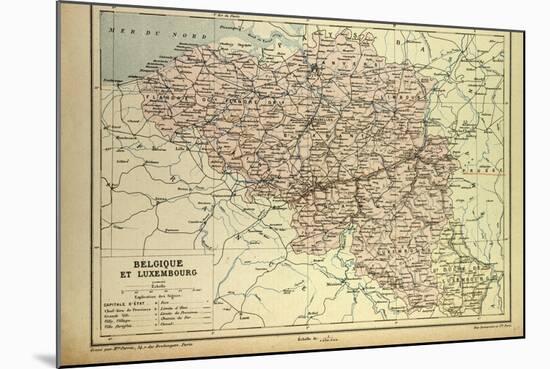 Map of Belgium and Luxemburg-null-Mounted Giclee Print