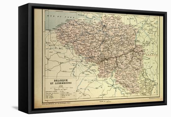 Map of Belgium and Luxemburg-null-Framed Stretched Canvas