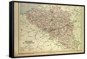 Map of Belgium and Luxemburg-null-Framed Stretched Canvas