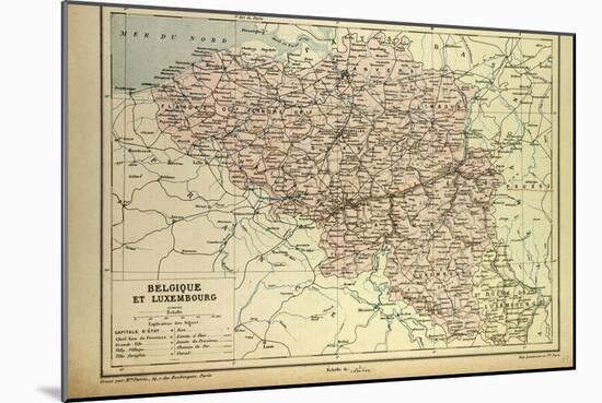 Map of Belgium and Luxemburg-null-Mounted Giclee Print