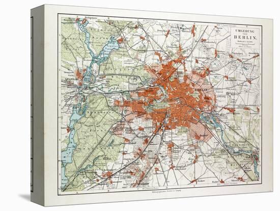 Map of Berlin and the Surrounding Area Germany 1899-null-Stretched Canvas