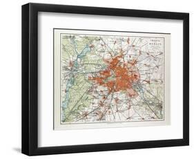 Map of Berlin and the Surrounding Area Germany 1899-null-Framed Giclee Print