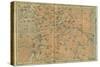 Map of Berlin Center, from a Travel Guide Baedeker's Northeast Germany, 1892-Leipzig Wagner & Debes-Stretched Canvas