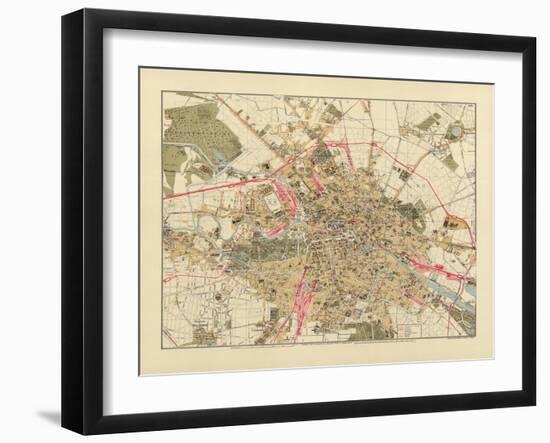 Map of Berlin, Printed by C.L. Keller, Berlin, 1890-Jul. Straube-Framed Giclee Print