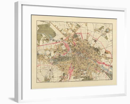 Map of Berlin, Printed by C.L. Keller, Berlin, 1890-Jul. Straube-Framed Giclee Print