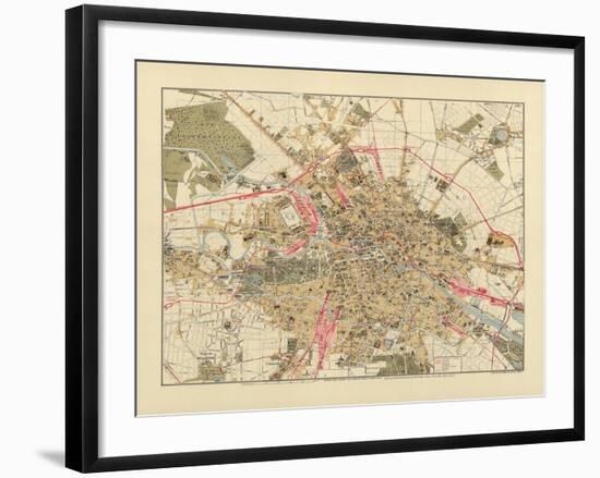 Map of Berlin, Printed by C.L. Keller, Berlin, 1890-Jul. Straube-Framed Giclee Print