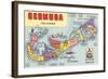 Map of Bermuda Islands-null-Framed Art Print