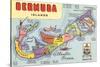 Map of Bermuda Islands-null-Stretched Canvas