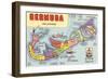 Map of Bermuda Islands-null-Framed Art Print