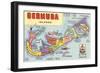 Map of Bermuda Islands-null-Framed Art Print