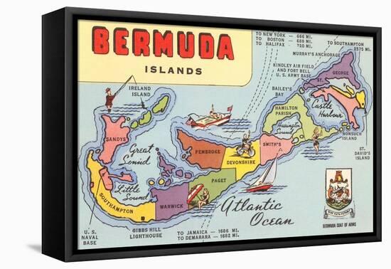 Map of Bermuda Islands-null-Framed Stretched Canvas