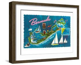 Map of Bermuda-null-Framed Art Print