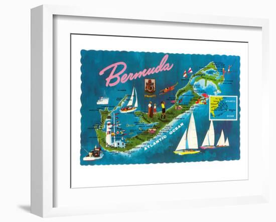 Map of Bermuda-null-Framed Art Print