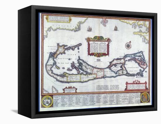 Map of Bermuda-null-Framed Stretched Canvas