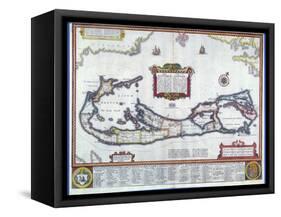 Map of Bermuda-null-Framed Stretched Canvas