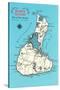 Map of Block Island, Rhode Island-null-Stretched Canvas